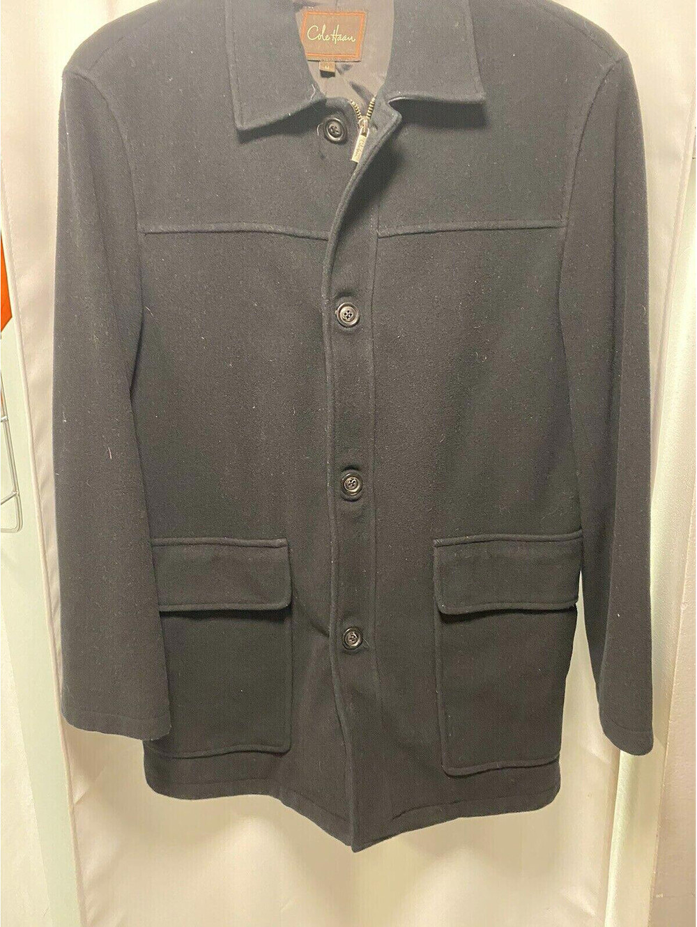 Cole Haan Wool Cashmere Top Coat Black Size Medium